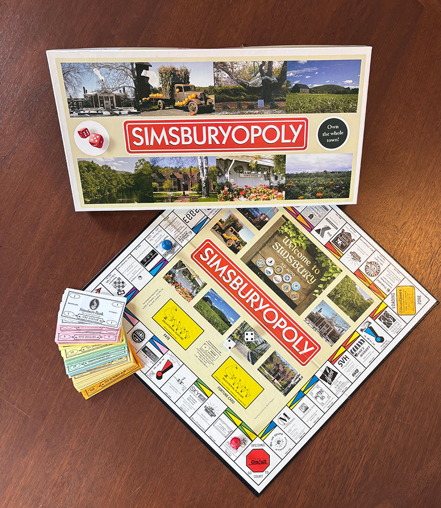 Simsburyopoly game board