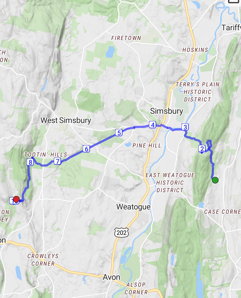 Map of planned hike.
